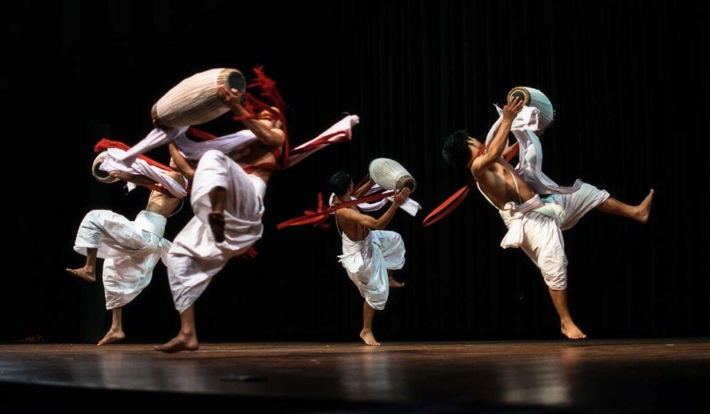 Dancers and drummers performing